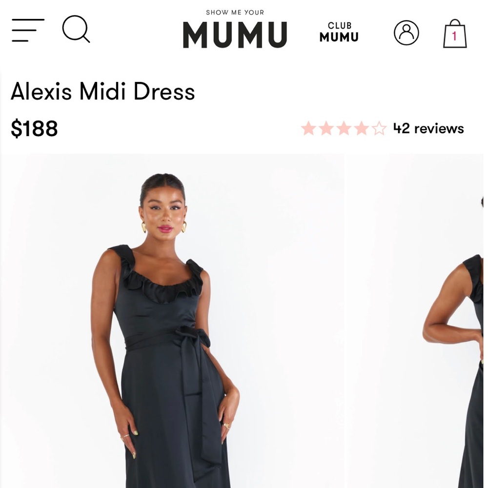 Show Me Your Mumu Bridesmaids Dress — Alexis Dress, Black Luxe Satin, XS
